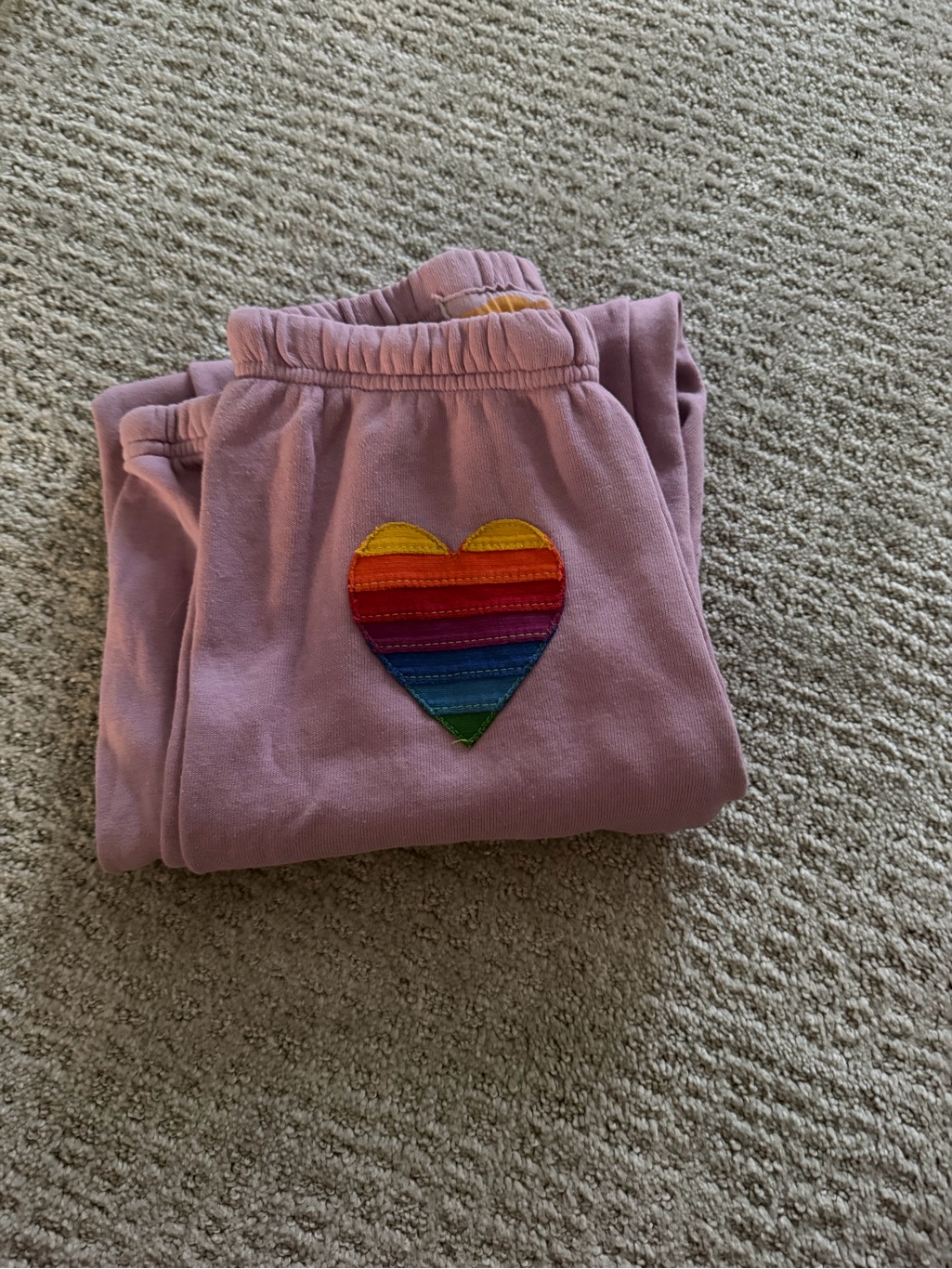Aviator Nation Lavender Sweatpants With Rainbow Heart Patch